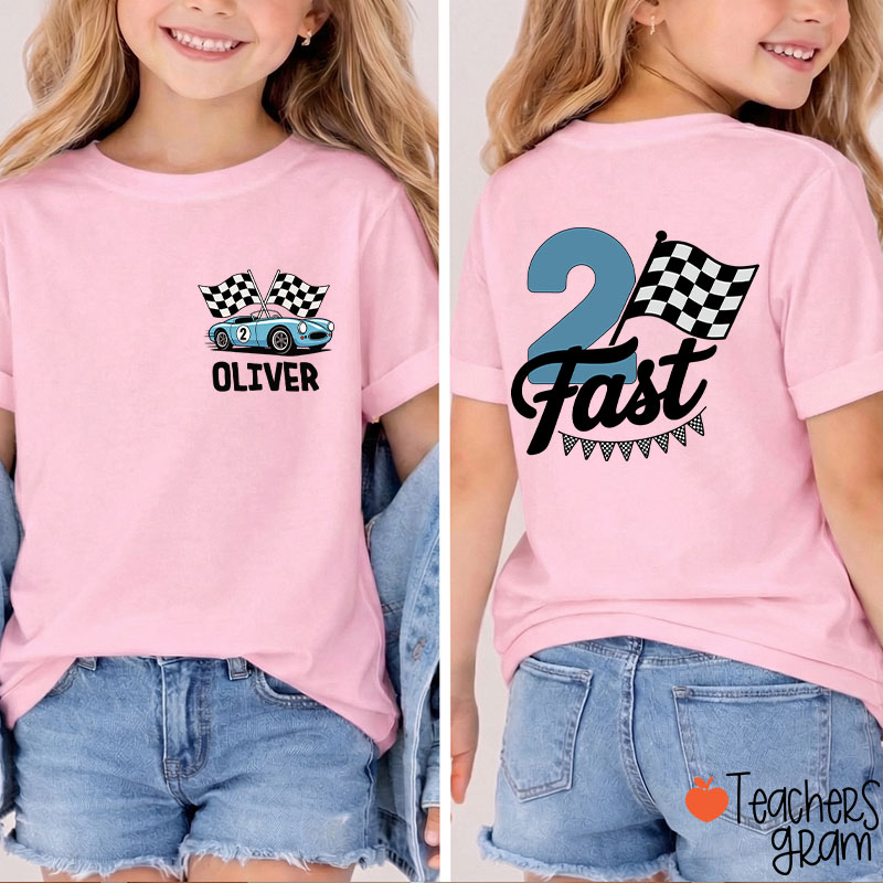 Personalized Two Fast Birthday Class Two Sided T-Shirt