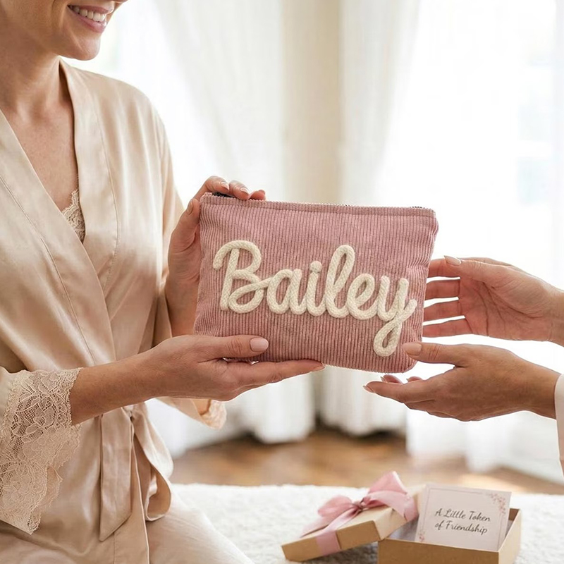 Personalized Name Corduroy Preppy Teacher Makeup Bag