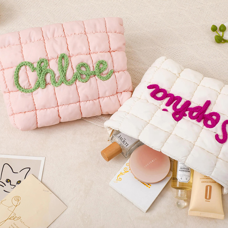Personalized Quilted Nylon Makeup Bag