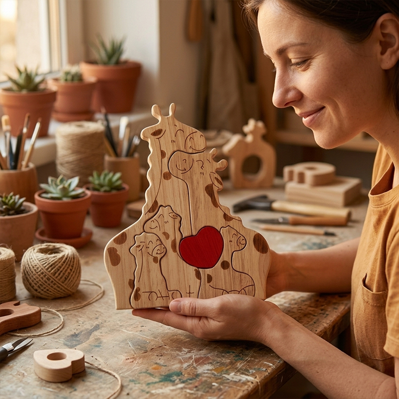 Giraffe Family Puzzle Ornament