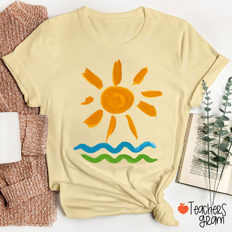 Hello Sunshine Summer Beach Teacher T-Shirt