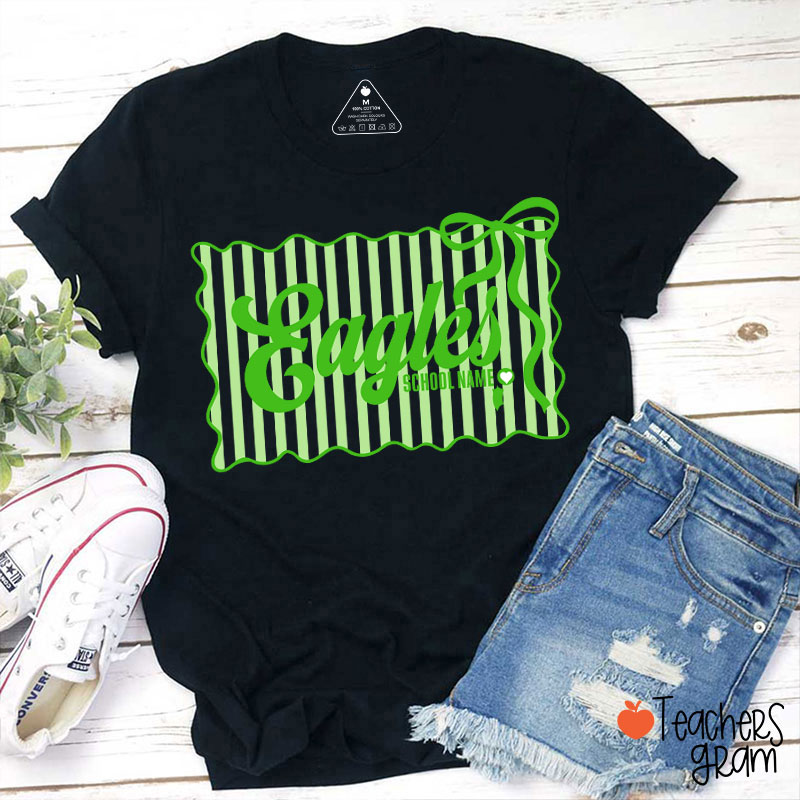 Personalized Retro Stripe Cheer Team Teacher T-Shirt