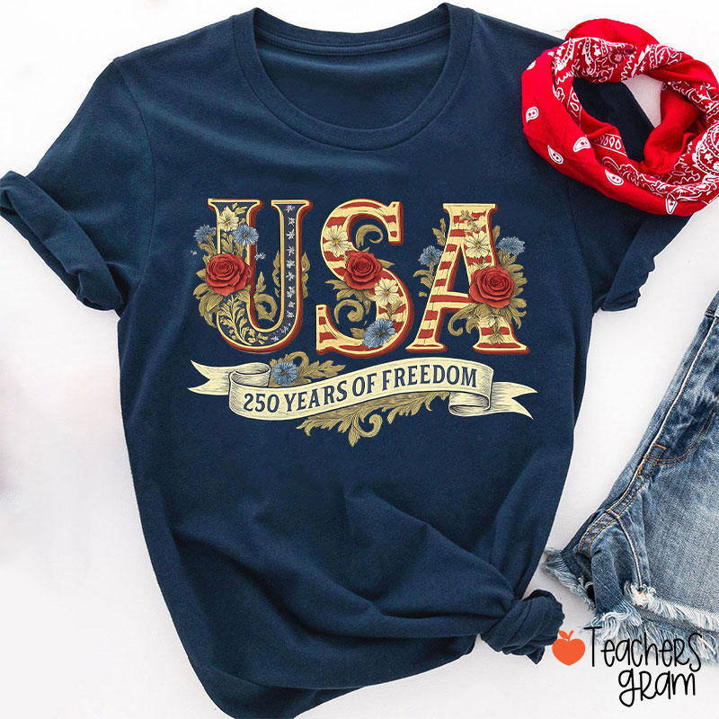 Usa 250 Years Of Freedom Teacher T-Shirt