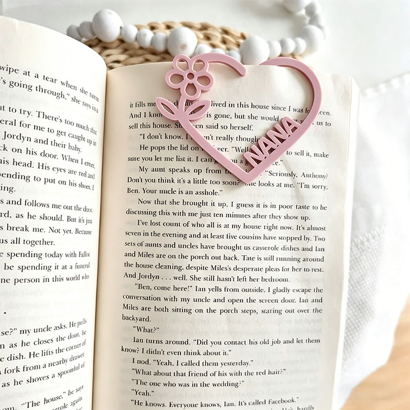 Personalized Heart Flower Acrylic Bookmark