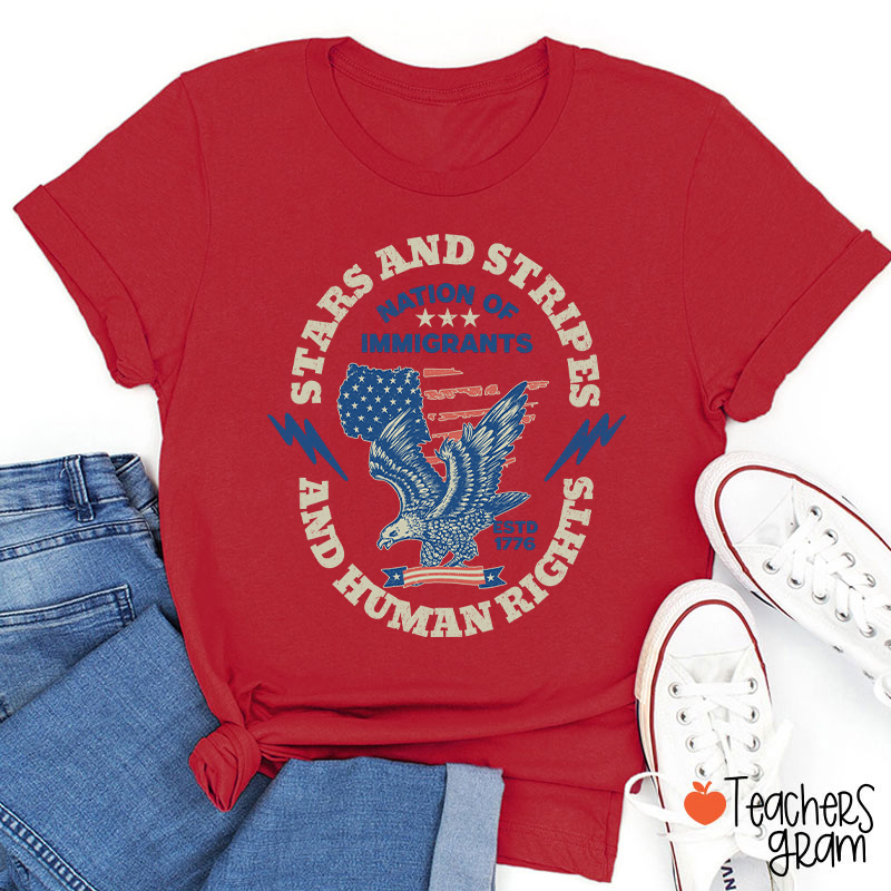 Stars Stripes And Human Rights Teacher T-Shirt