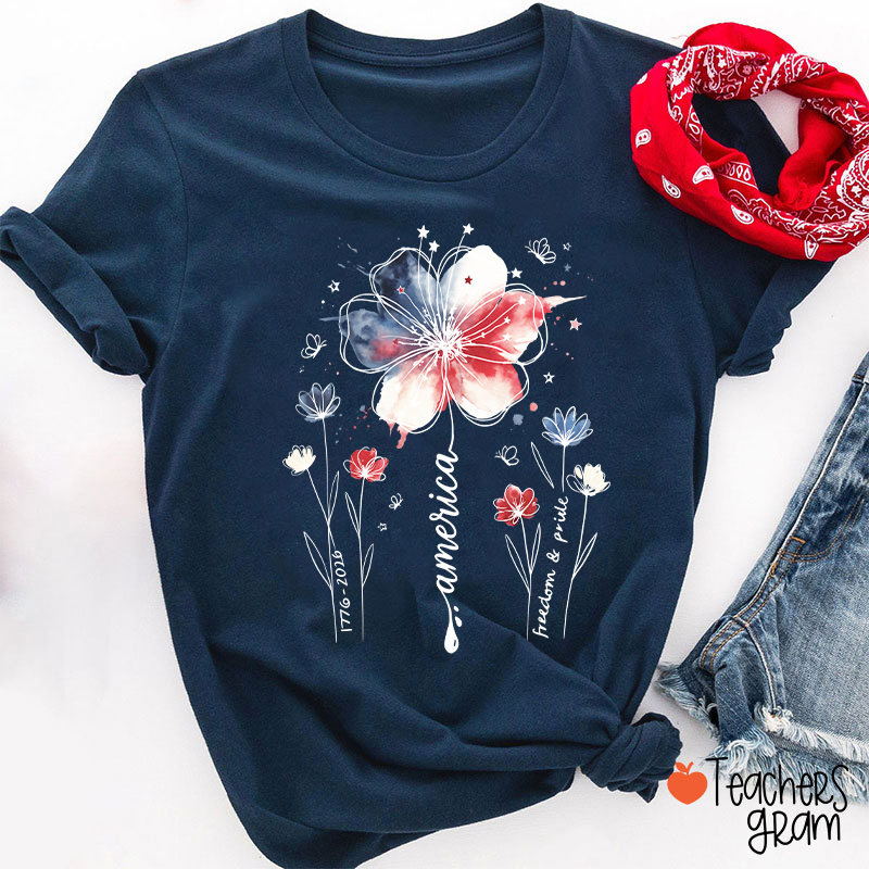 1776-2026 America Freedom And Pride Teacher T-Shirt