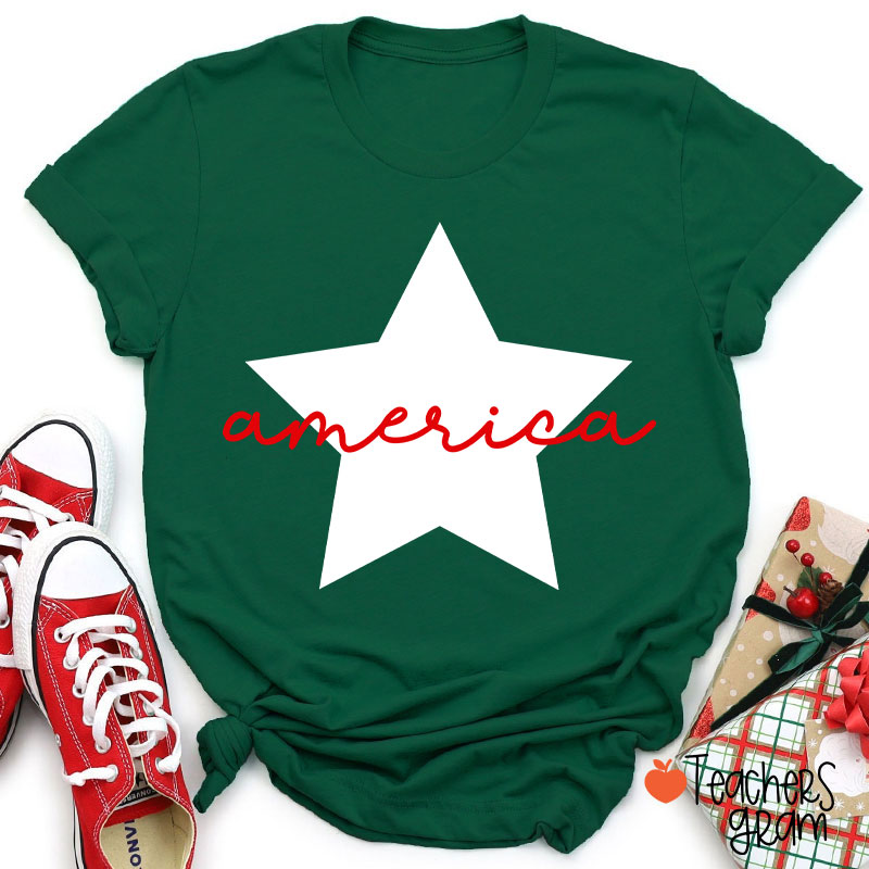 America Patriotic 4th Of July Teacher T-Shirt