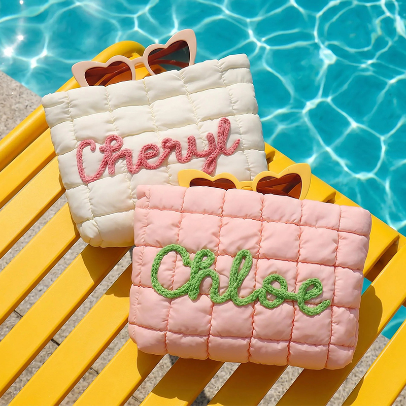 Personalized Quilted Nylon Makeup Bag