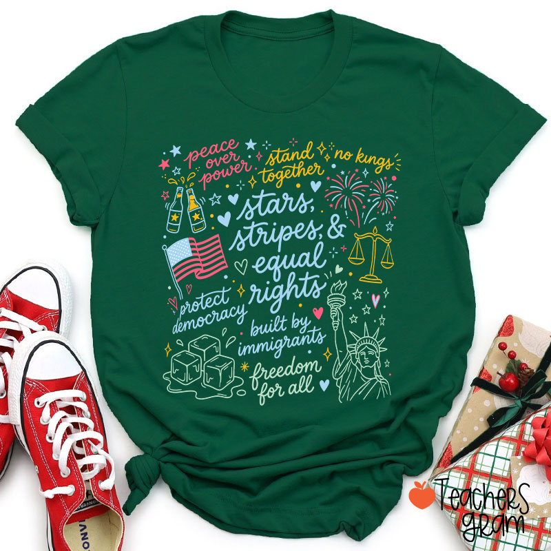 Doodle USA Political Equal Rights Teacher T-Shirt