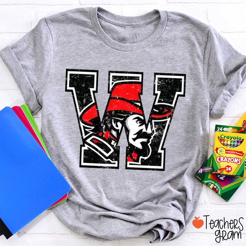 Personalized Team Initial Mascot Vintage School Spirit Graphic Teacher T-Shirt