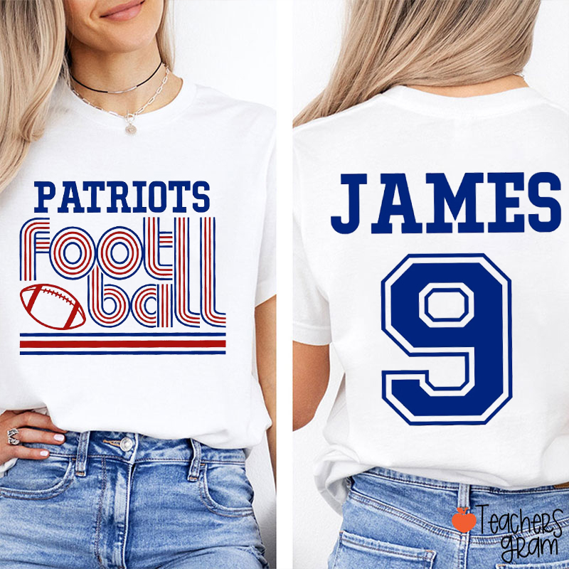 Personalized Mascot Sport Striped Teacher Two Sided T-Shirt