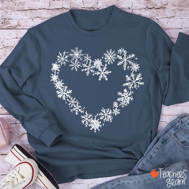 Snowflakes Heart TeacherLong Sleeve T-Shirt