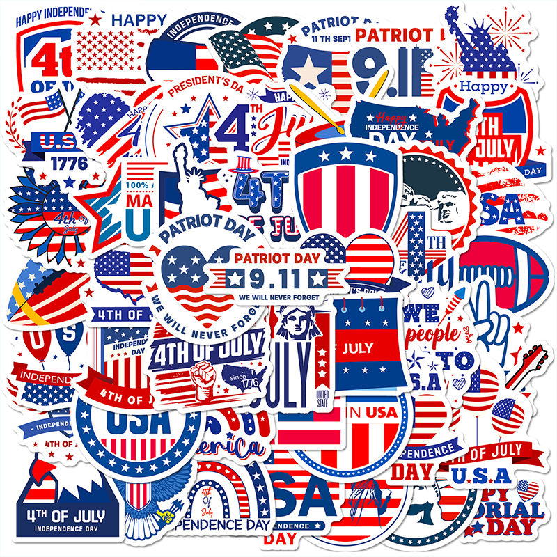 50 PCS Stars And Stripes Independence Day Teacher Stickers