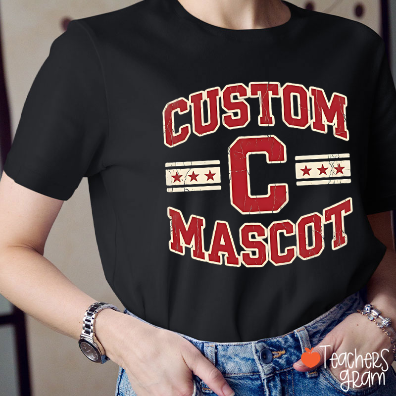 Personalized Mascot Varsity Initial Vintage Teacher T-Shirt