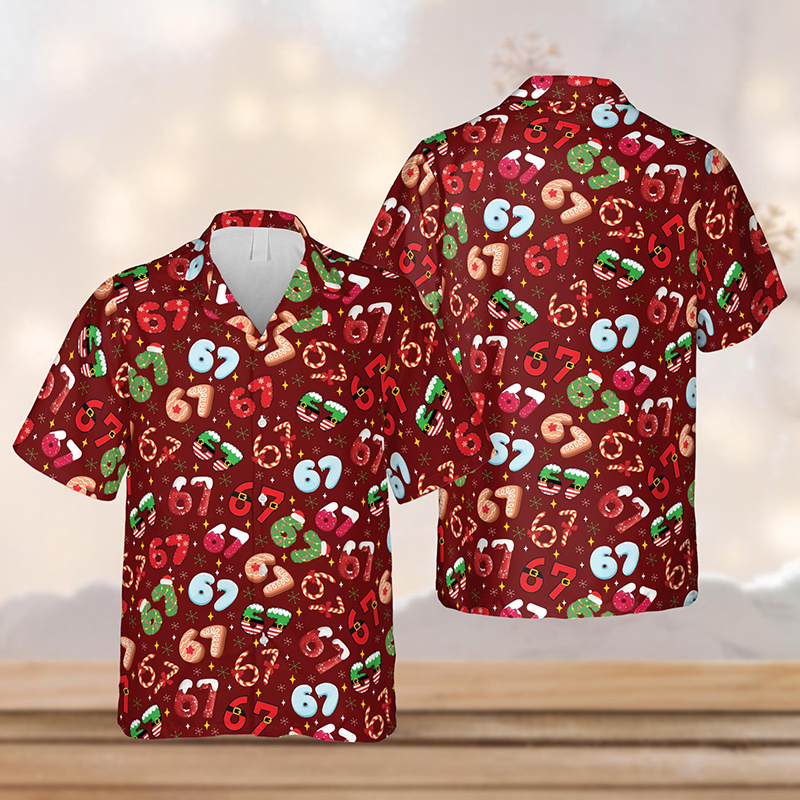 Funny 67 Christmas Hawaiian Teacher Short Sleeve Shirt