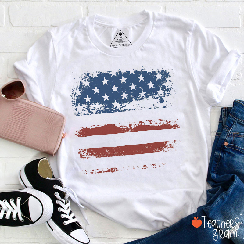 Grunge American Flag Teacher T-Shirt