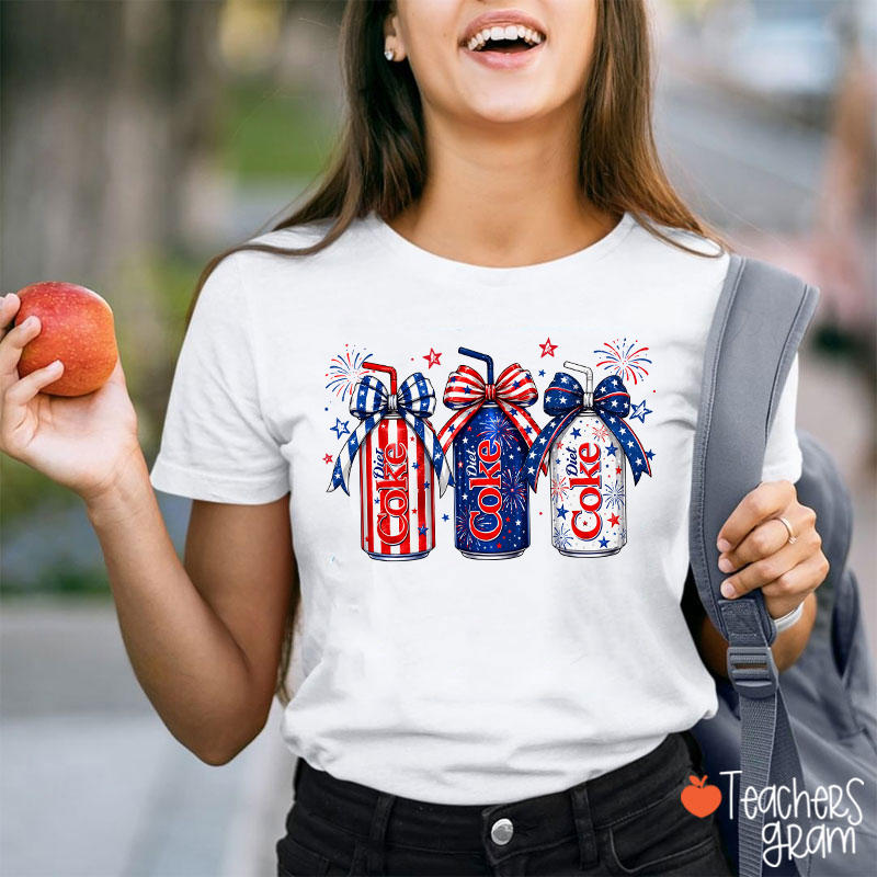 4th Of July Coquette Bow Coke Lover Teacher T-Shirt
