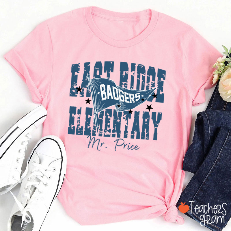 Personalized School Mascot Pennant Flag Teacher T-Shirt