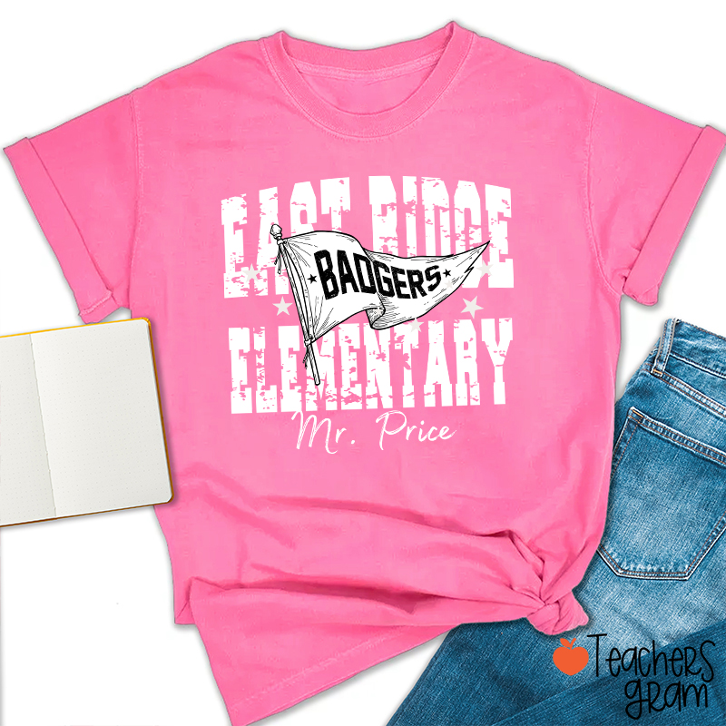 Personalized School Mascot Pennant Flag Teacher T-Shirt