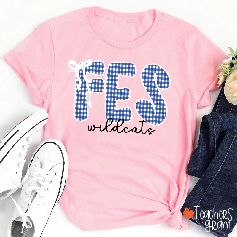 Personalized Gingham School Spirit Teacher T-Shirt