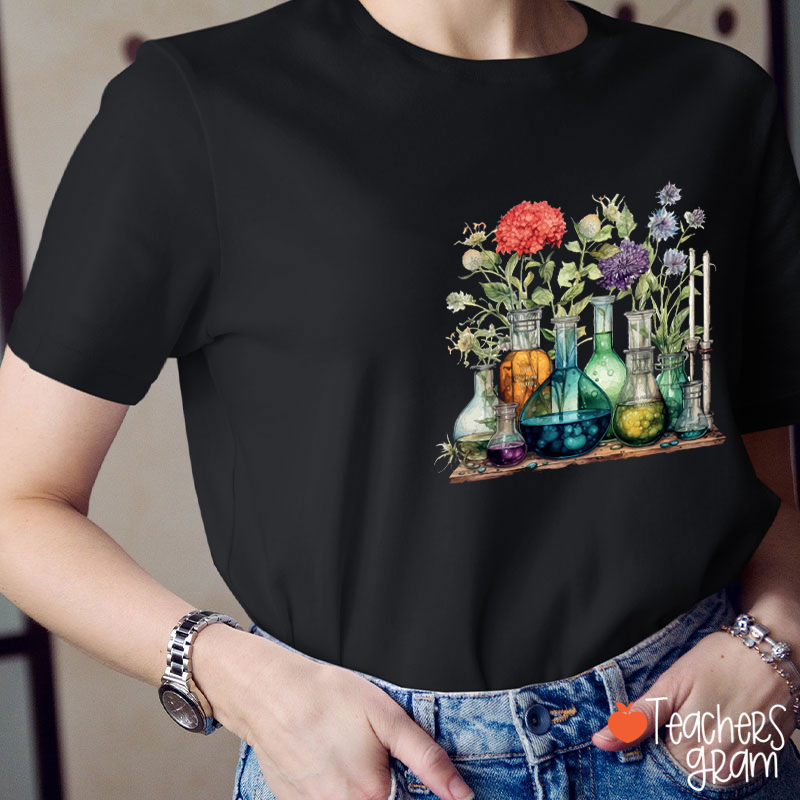 Experimental Bottle Flowers Teacher T-Shirt