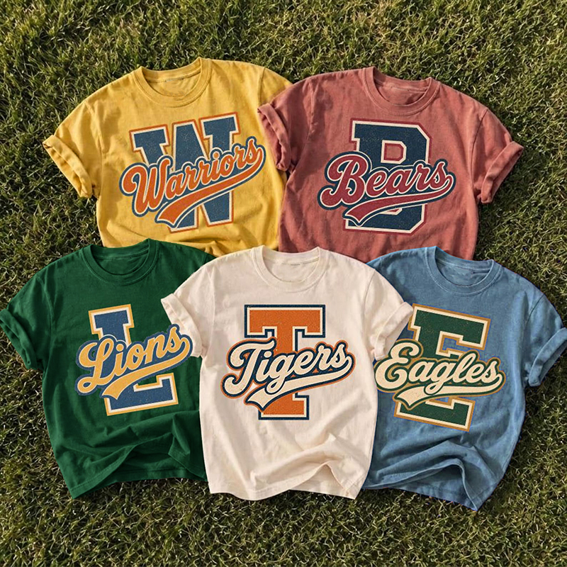 Personalized Mascot Varsity Letter Script Teacher T-Shirt