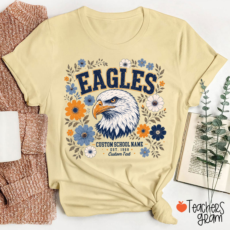 Personalized Mascot Floral Est Custom Text Teacher T-Shirt