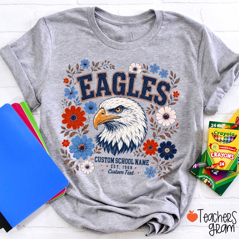 Personalized Mascot Floral Est Custom Text Teacher T-Shirt