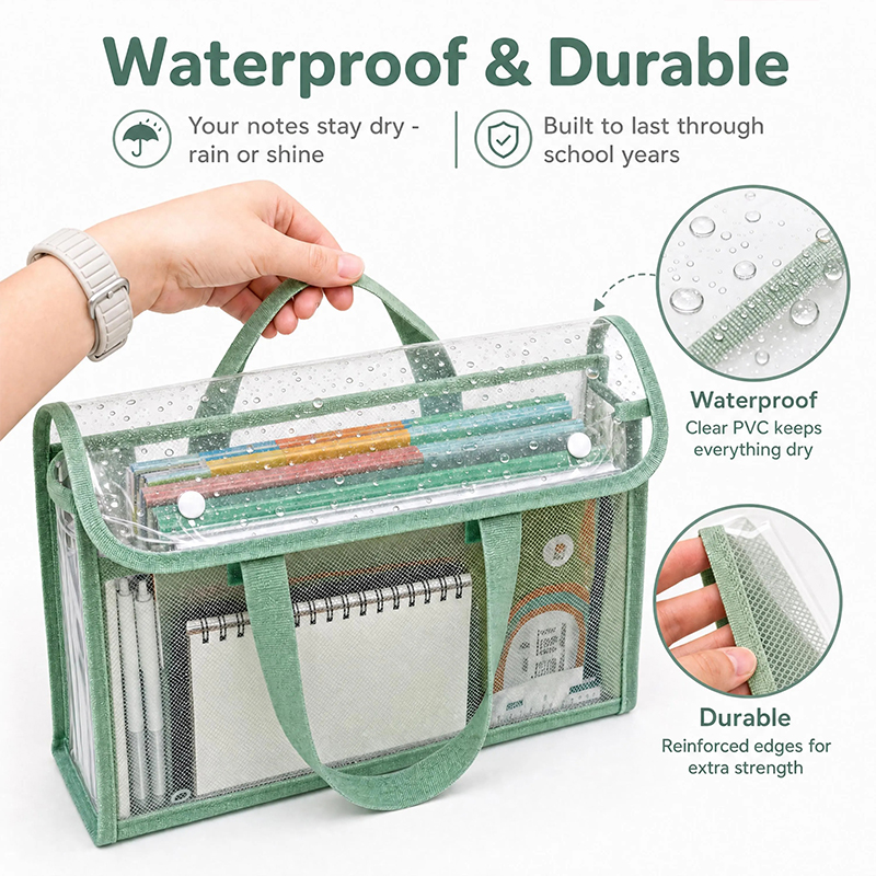 Personalised Name Clear Waterproof School Book Bag