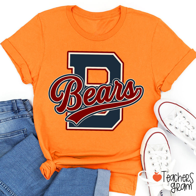 Personalized Mascot Varsity Letter Script Teacher T-Shirt