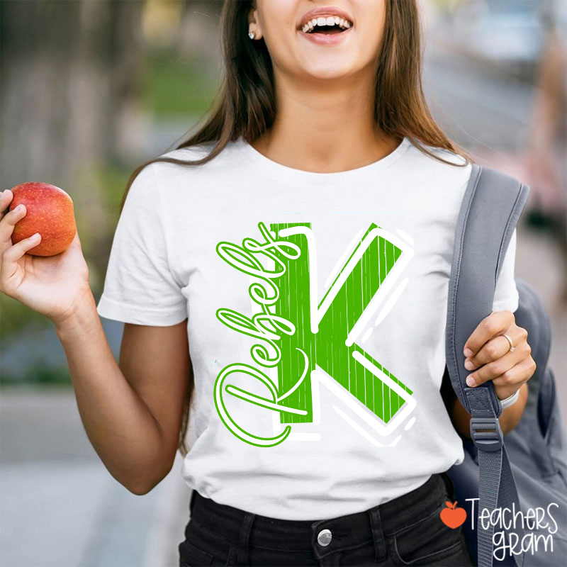 Personalized School Spirit Mascot Initial Teacher T-Shirt