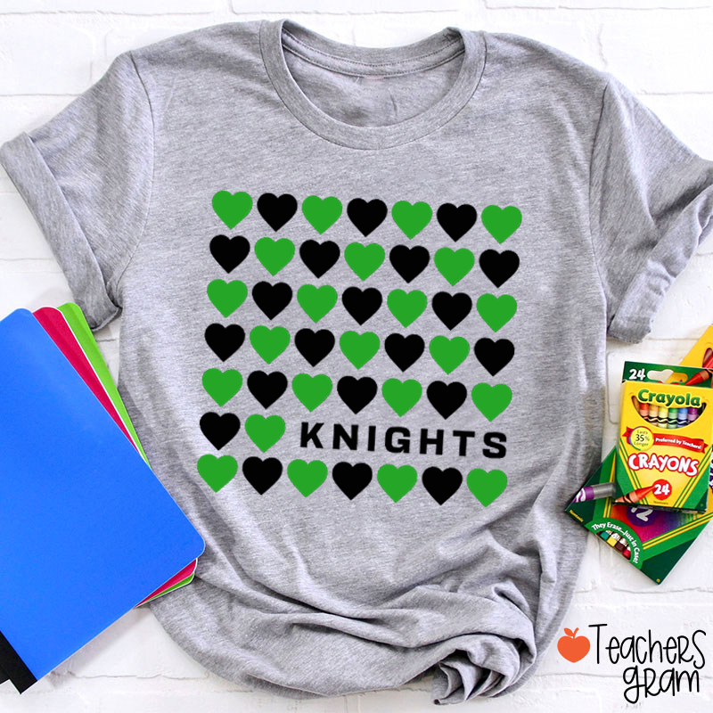 Personalized Mascot Team Color Heart Teacher T-Shirt