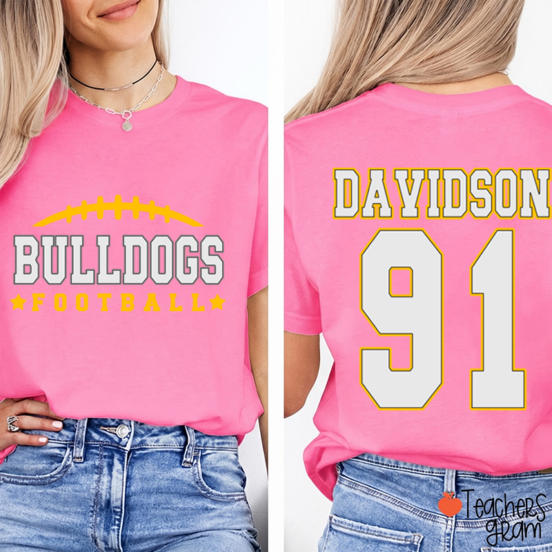 Personalized Name And Sport Number Teacher Two Sided T-Shirt