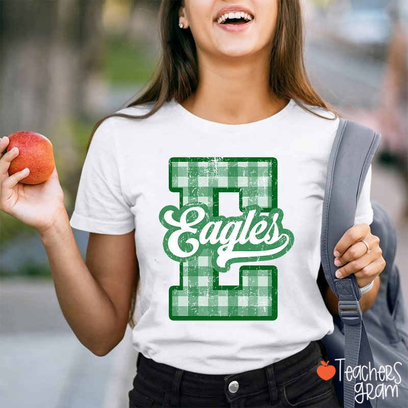 Personalized Mascot Sport Gingham Varsity Teacher T-Shirt