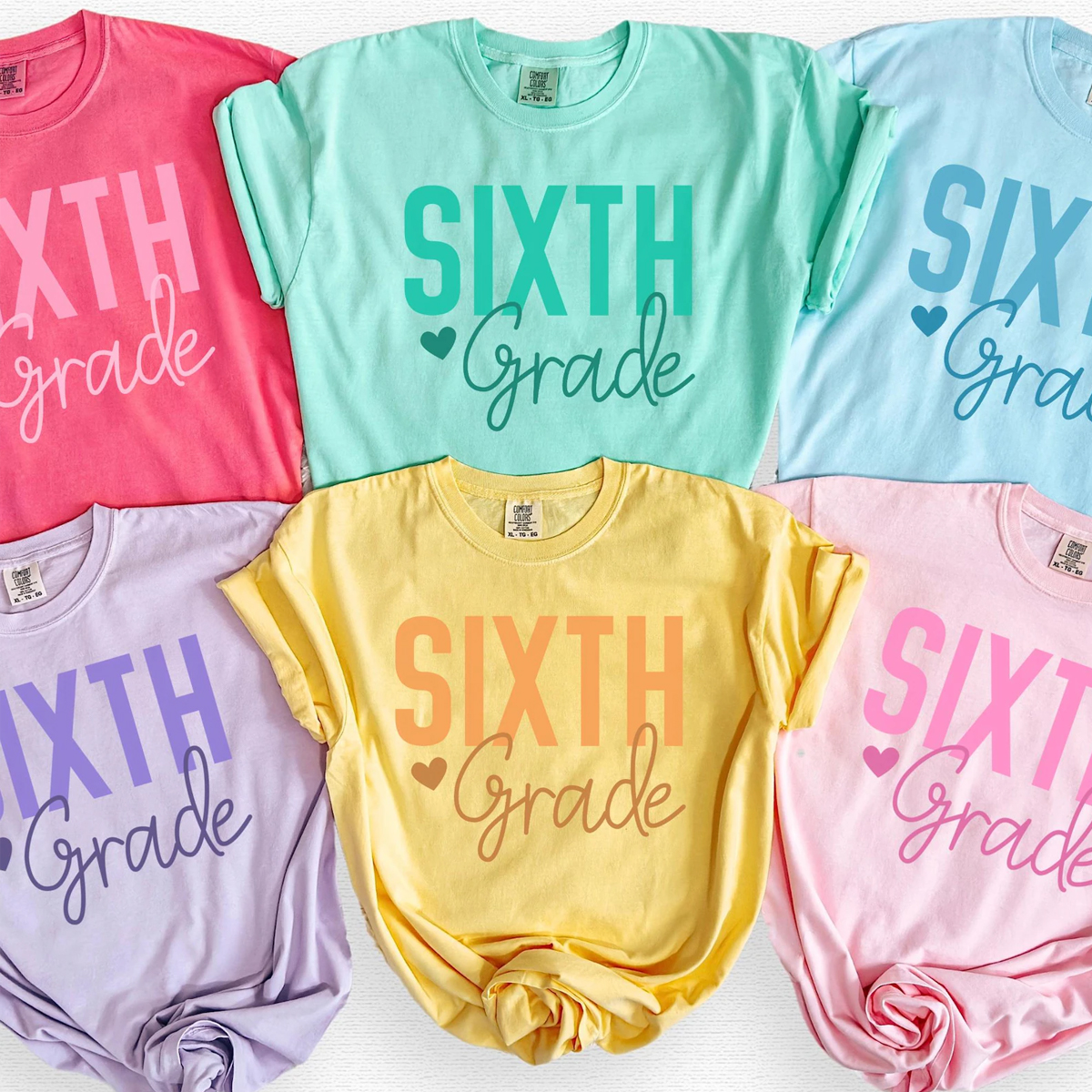 Personalized Grade And Name Heart Varsity Teacher Two Sided T-Shirt