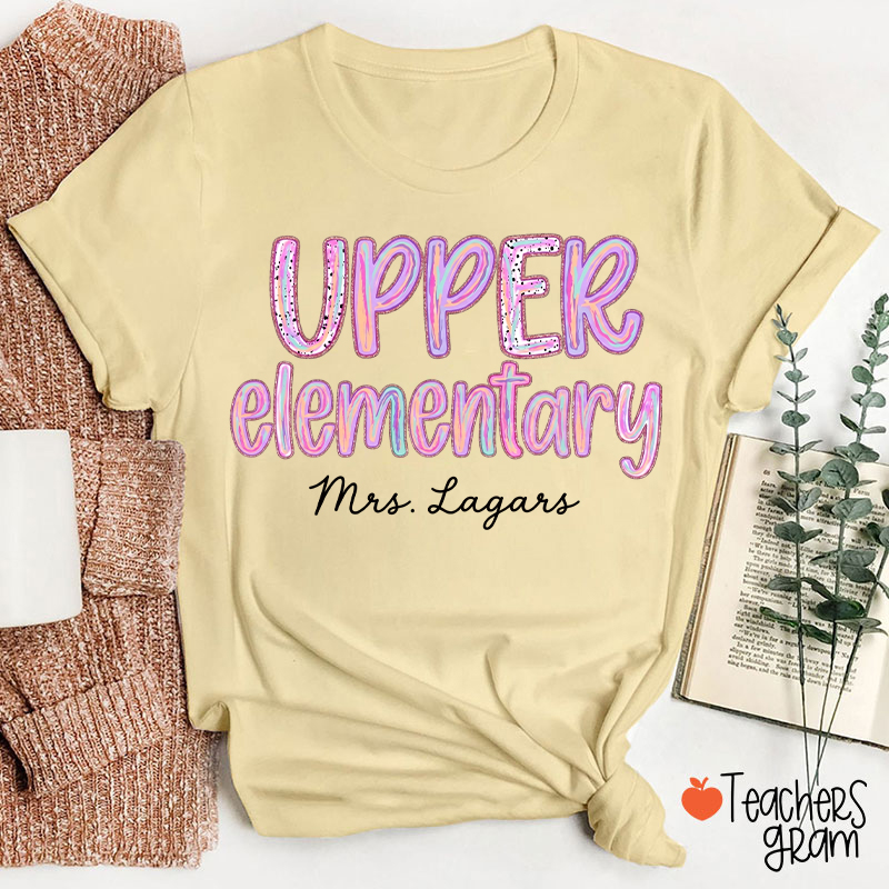 Personalized Grade Rainbow Doodle Name Teacher T-Shirt