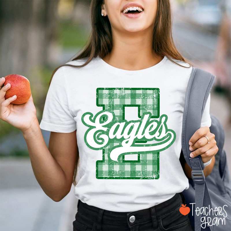 Personalized Mascot Sport Gingham Varsity Teacher T-Shirt
