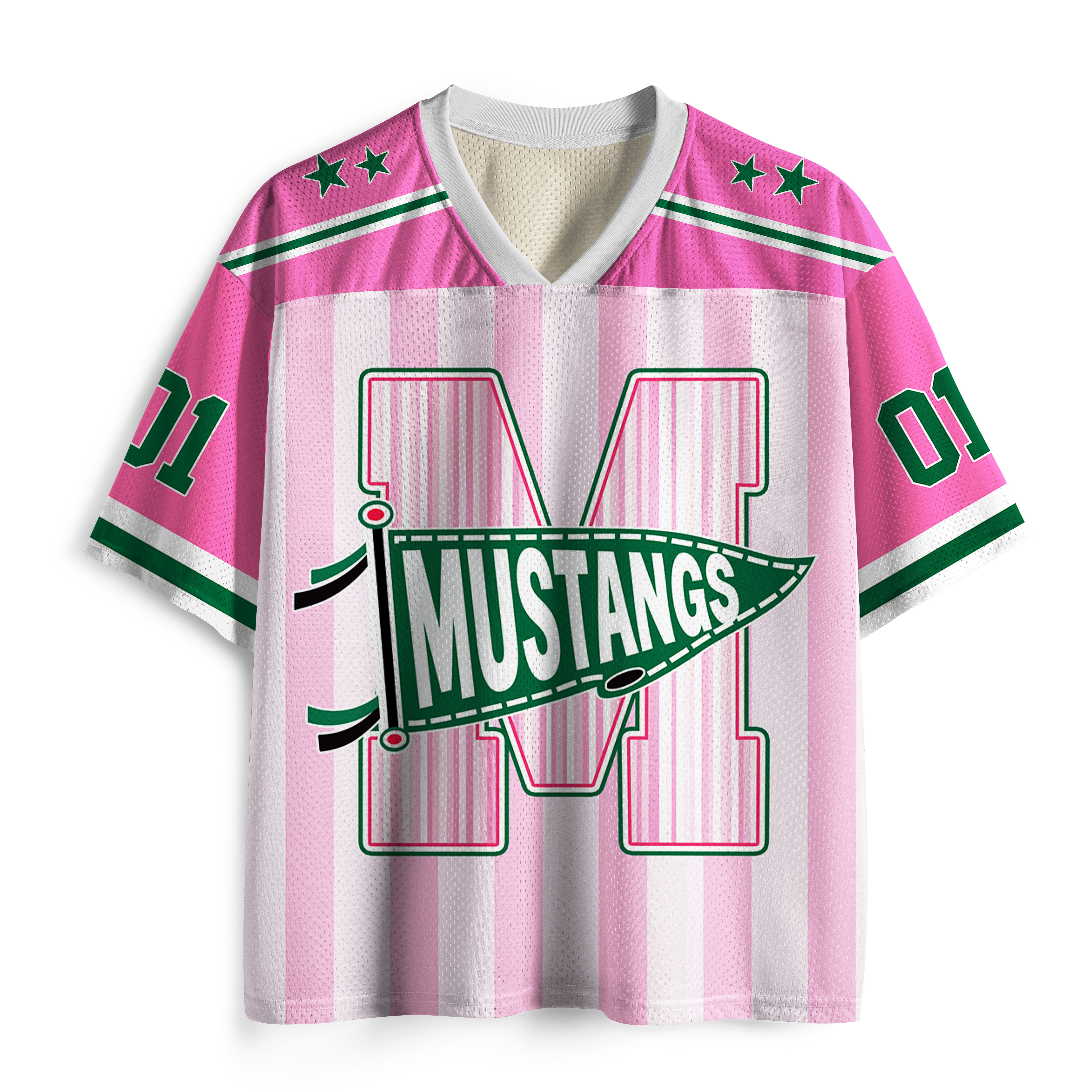 Personalized Mascot Pennant Initial School Spirit Teacher Mesh Jersey