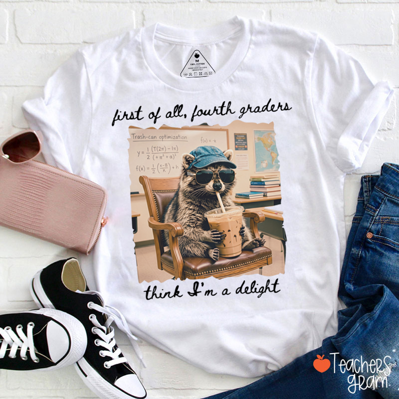 Personalized Grade Funny Coffee Raccoon Meme Teacher T-Shirt