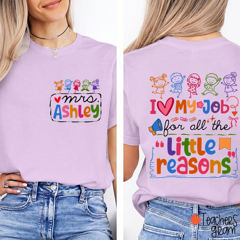 Personalized Name Colorful Quote Front And Back Print Teacher Two Sided T-Shirt