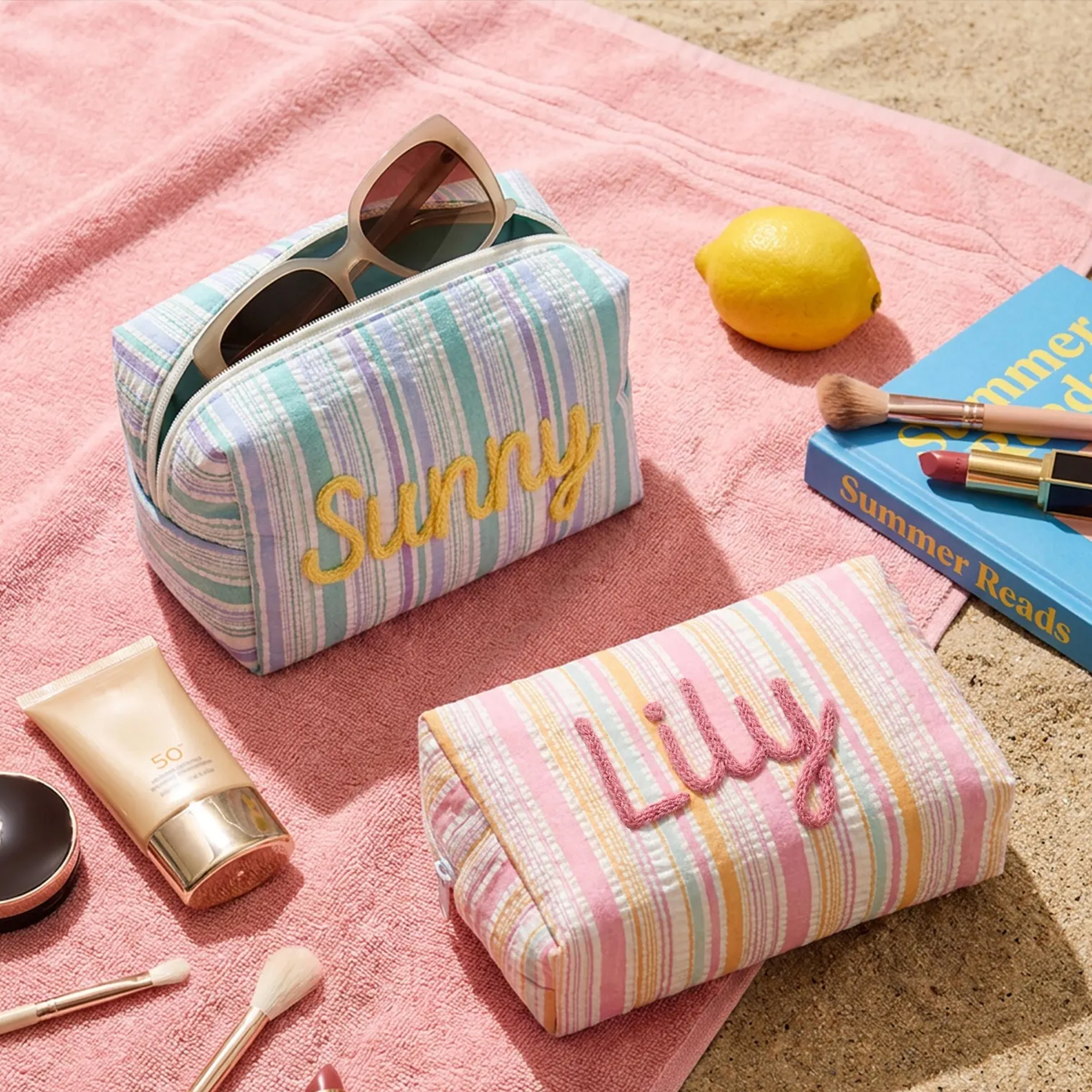 Personalized Embroidered Bubble-Sheen Makeup Bag