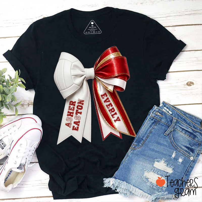 Personalized Sport Bow Name Teacher T-Shirt