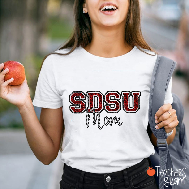 Personalized School Abbreviation And Name Faux Glitter Teacher T-Shirt