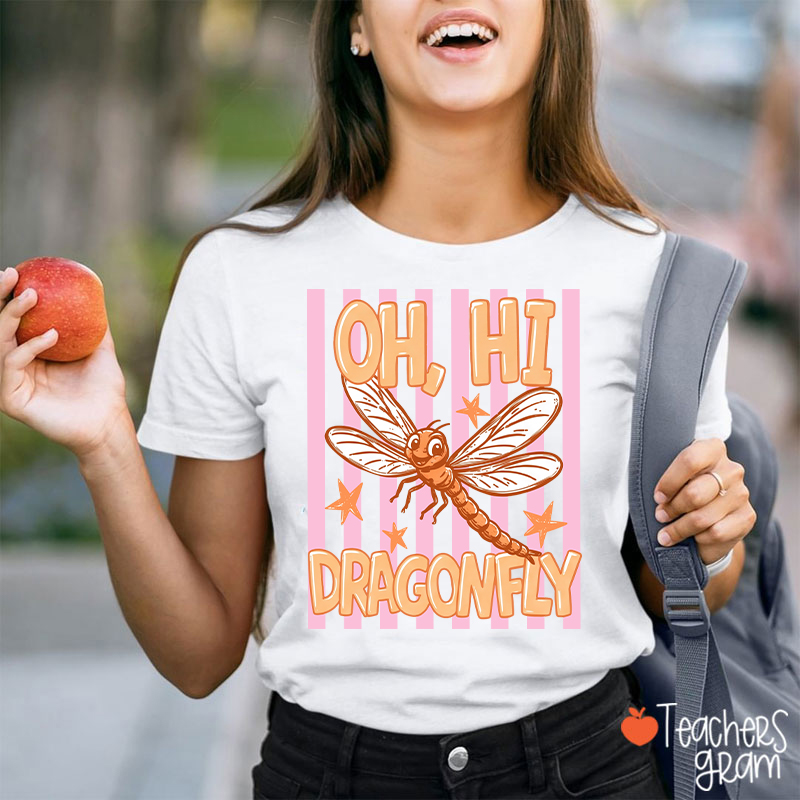 Personalized Retro Cute Animal Striped Frame Teacher T-Shirt