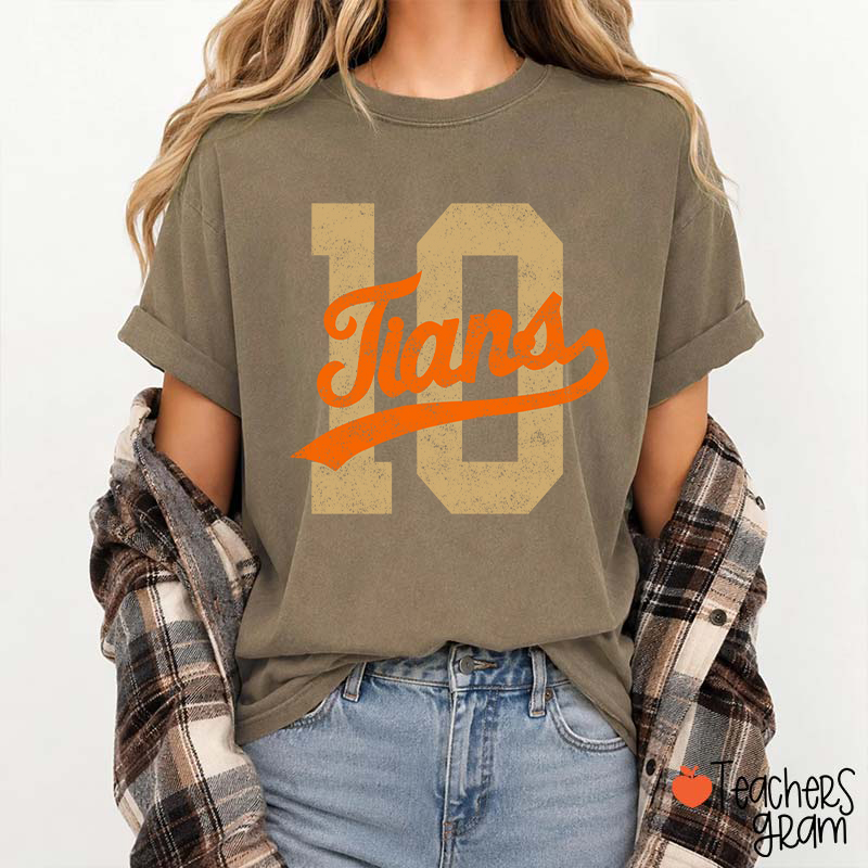 Personalized Mascot Distressed Sport Number Teacher T‑Shirt