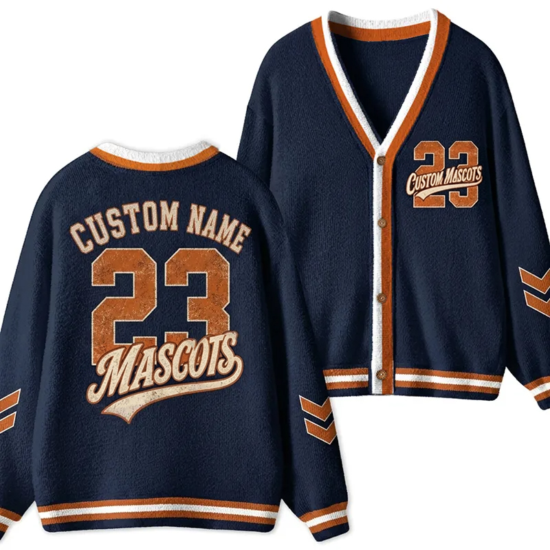 Personalized Mascot Retro Sport Team Name Number Teacher Ugly Cardigan Sweaters