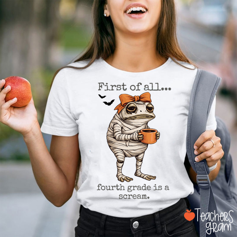 Personalized Grade Funny Frog Monster Character Bat Teacher T‑Shirt