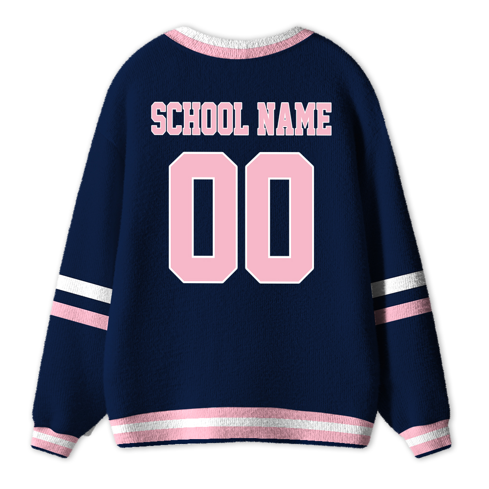 Personalized School Name Number Mascot Teacher Ugly Cardigan Sweater