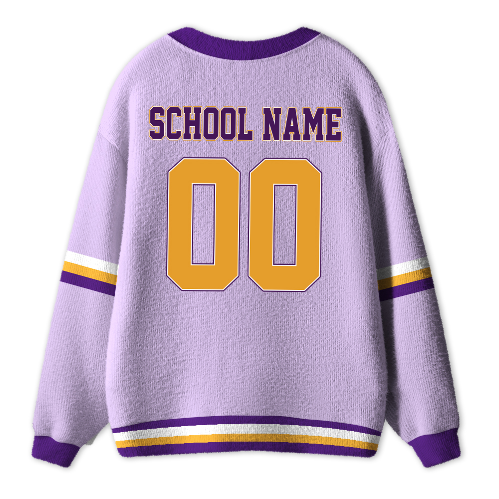 Personalized School Name Number Mascot Teacher Ugly Cardigan Sweater
