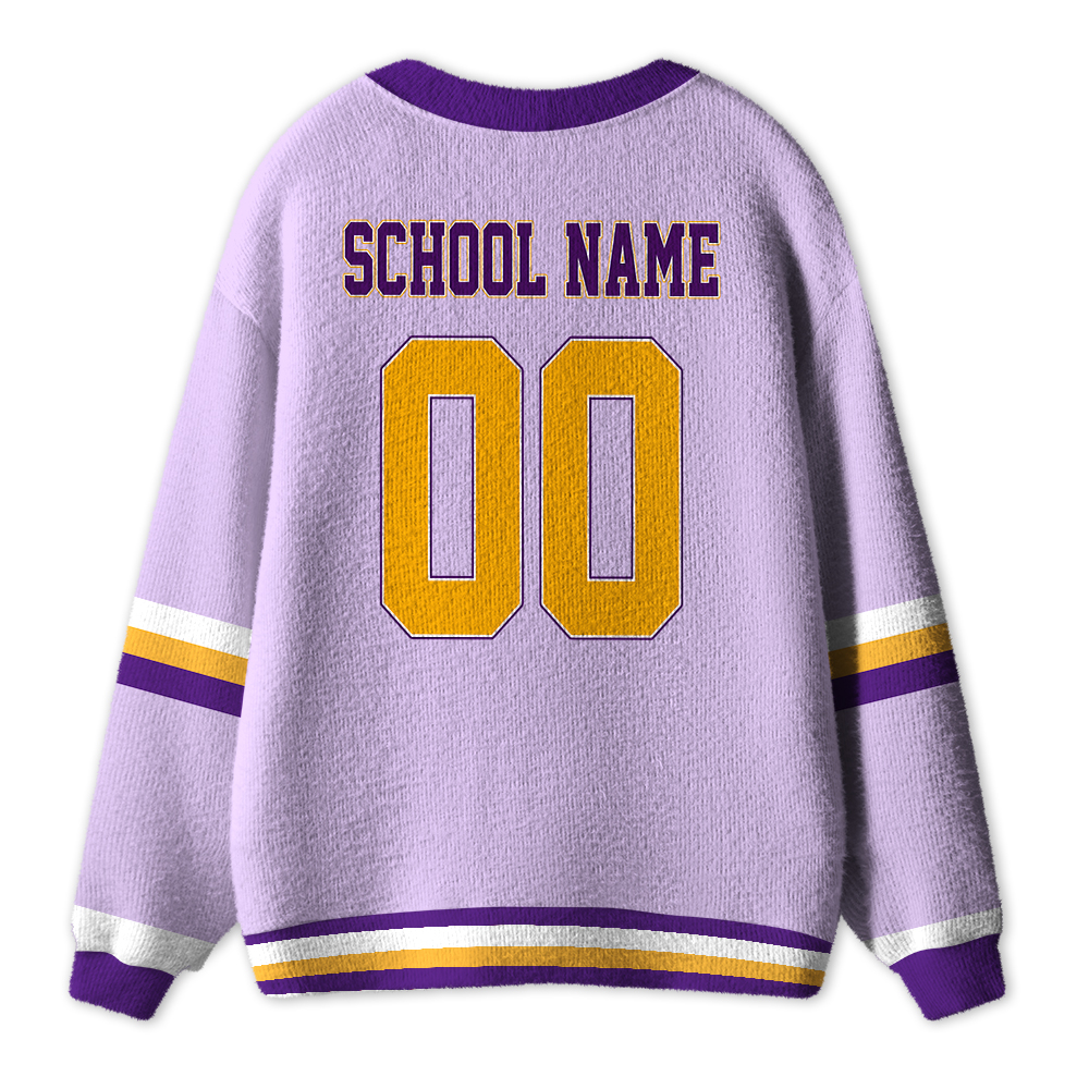 Personalized School Name Number Mascot Teacher Ugly Cardigan Sweater